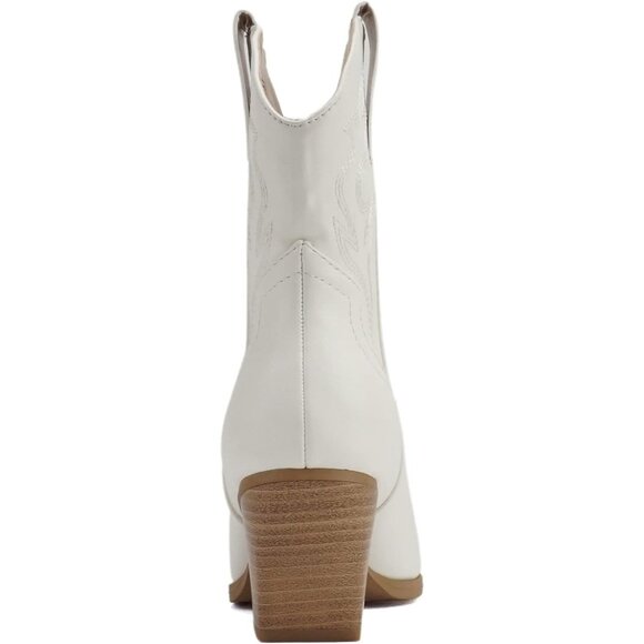 Blazing Ankle boot Wommen White Pointe Toe Low Heel - Picture 2 of 4